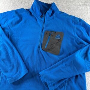 Eddie Bauer First Ascent Men's Blue Large 1/4‎ Zip Pullover Sweatshirt Fleece